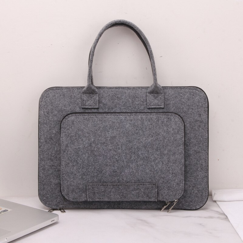 Draagbare Laptop Tas Notebook Linerfelt Effen Kleur Tas Voor 13.3 Inch15.6 Inch 17.3 Inch Schoudertassen Business Handtas: M  dark gray
