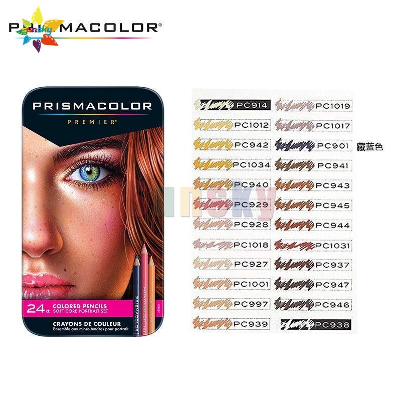 24 couleurs usa Original portrait peau dessin crayon couleur grasse crayon artiste sanford prismacolor couleur ensemble de crayons