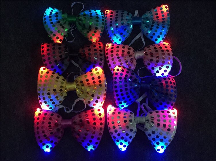 Mens Ties Boys Bowtie LED Flashing Light Up Sequin Necktie Christmas Party Club Bar Women Bow Tie Wedding: Bowtie 1 piece
