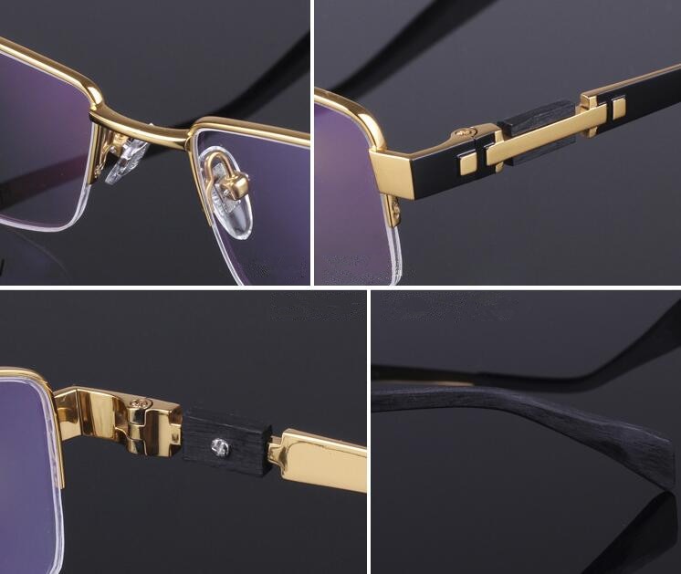 Men's Eyeglass Frames Pure Titanium Half Rimless Eyewear Frames Glasses Frames