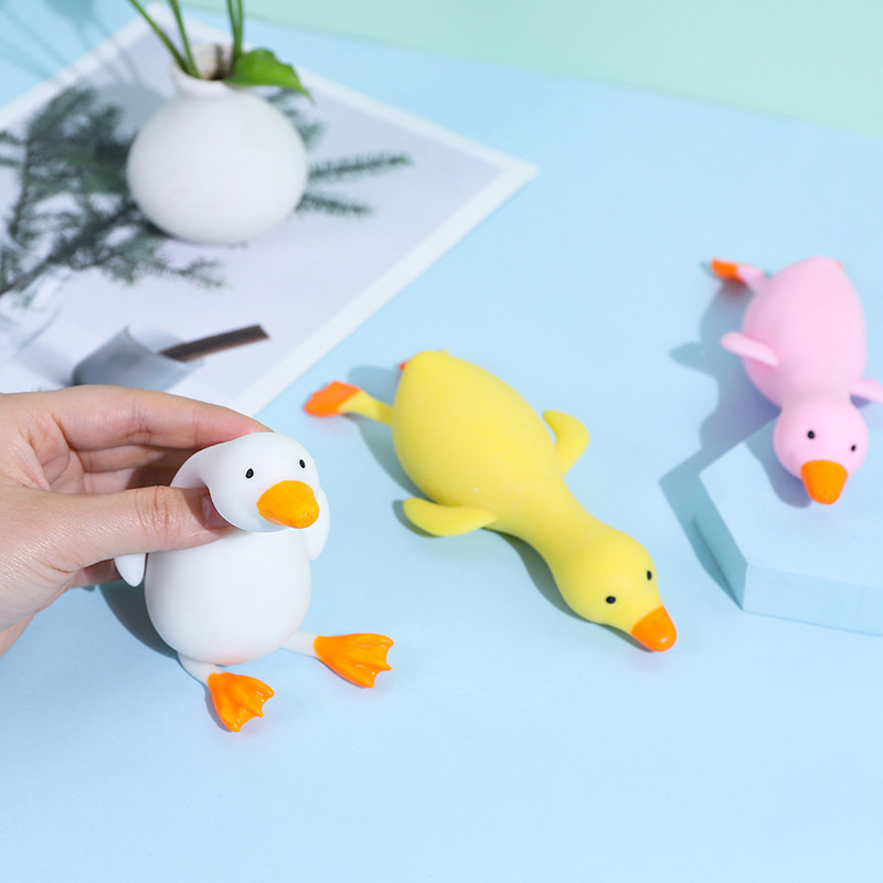 1PC Random Fun TPR Cute Cartoon Duck Stress Relief Squeeze Reliever Squish Toy
