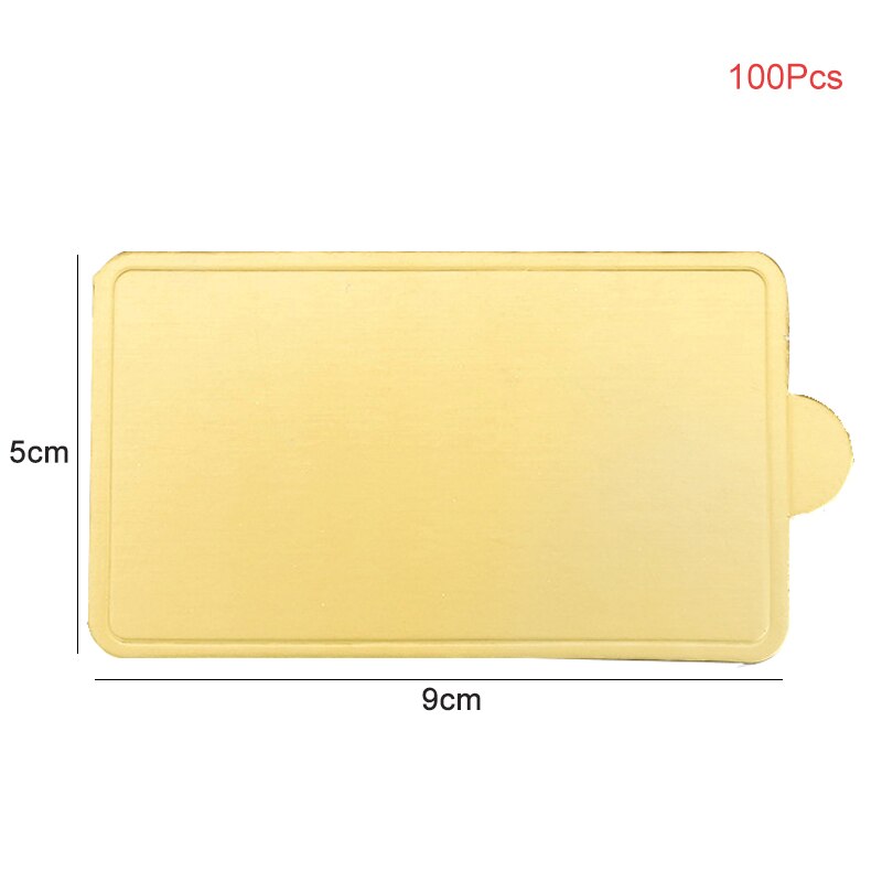 100Pcs/lot Mousse Cake Boards Tray Golden Paper Cakeboard for Cake Dessert Display Tray Wedding Birthday Cake Decorating Tools: Rectangle Small