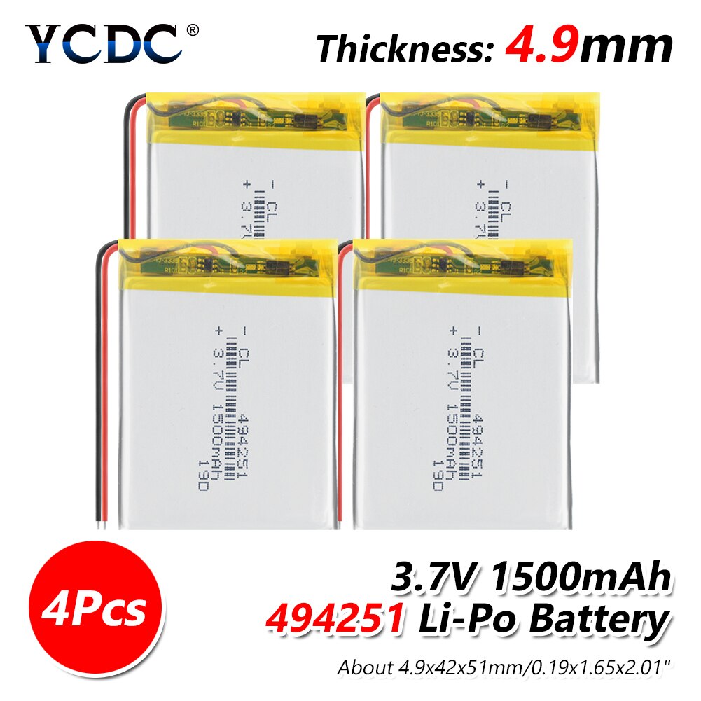 1500mAh lithium-ion polymer battery 3.7 V 494251 For MP3 MP4 MP5 GPS KTV household battery amplifier audio computer microphone