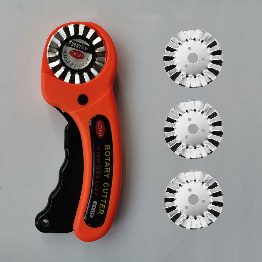 Cutter rotatif de Quilter 45mm, bord ondulé, outil de coupe du cuir, lame Olfa circulaire, bricolage, Patchwork, couture, couette: Add 3pcs blades