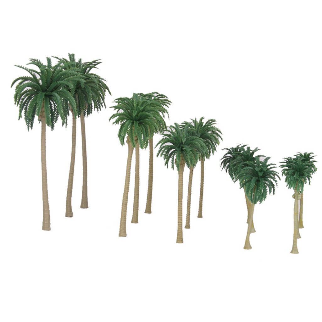 15 Plastic Model Coconut Palm Trees Rain Forest Beach Diorama Scenery HO N Z Model Trees Green Palm Trees Model Building Kits