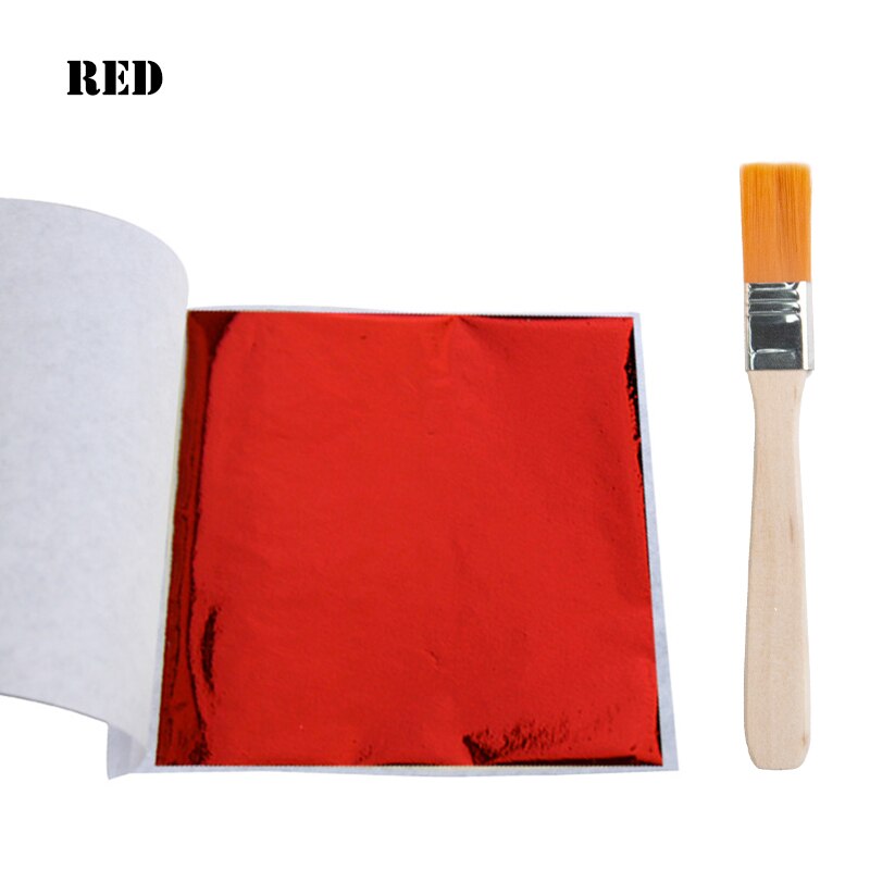 Aomily 8x8.5cm 10 Sheets Practical K Pure Shiny Gold Leaf for Gilding Funiture Lines Wall Crafts Handicrafts Gilding Decoration: Red