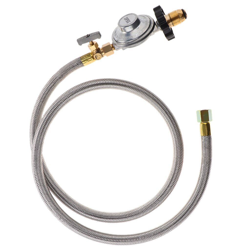 Universal QCC1 Pressure Relief Valve Adjustable Propane Regulator with Hose for Grill Burner Turkey Fryer Cooker