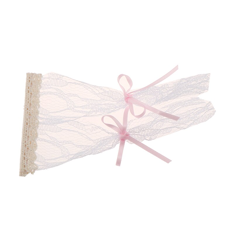 1pc Cute Dollhouse Miniatures Lattice and Lace Pink Cotton Curtain for 1/12 Dolls House