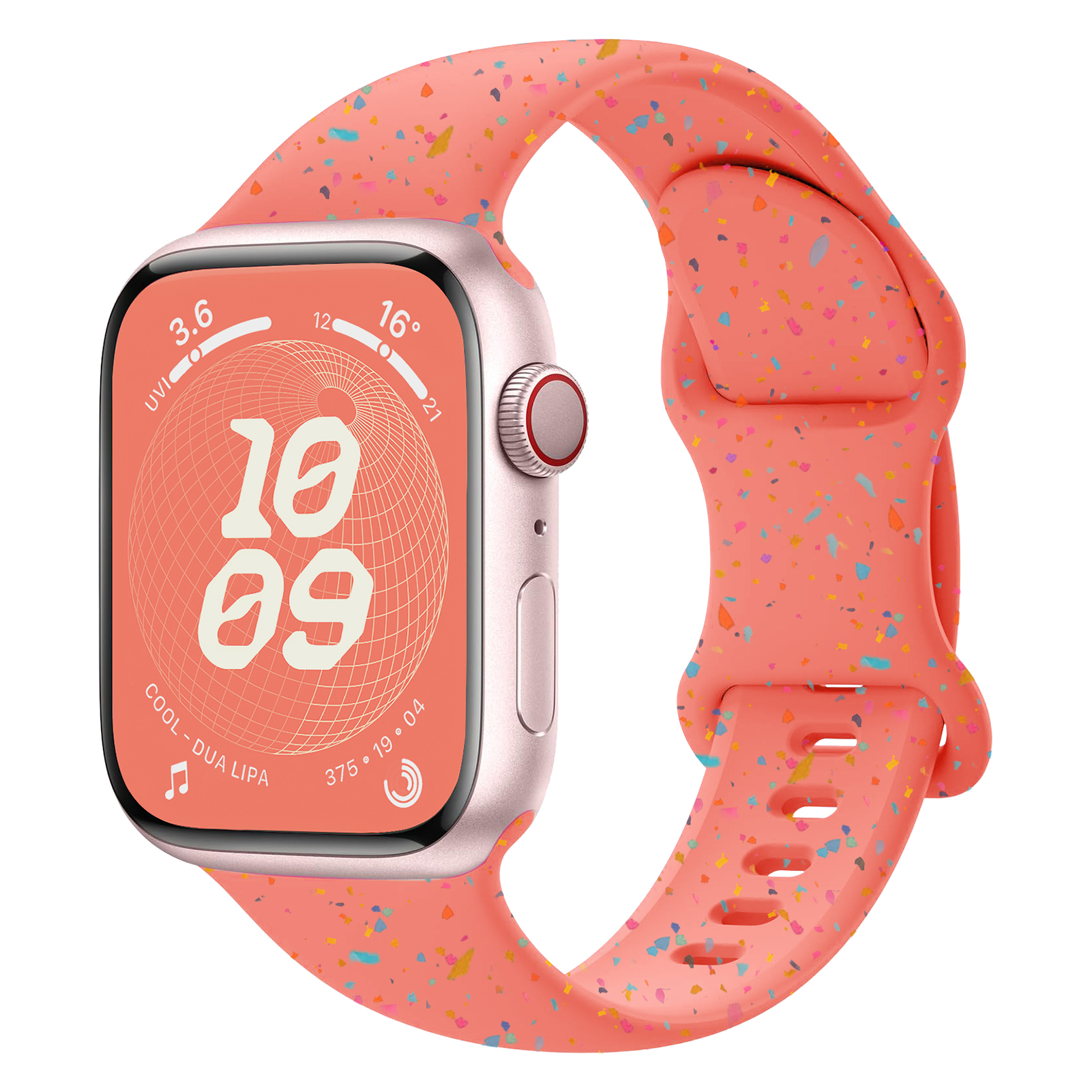 Boucle sport en silicone pour Apple Watch Band, 40mm, 45mm, 44mm, 41mm, 38mm, 49mm, Bracelet souple, iWatch Series 9, 8, 7, 6, 5, 3, SE Ultra 2 Strap: Rose vert / 22 mm