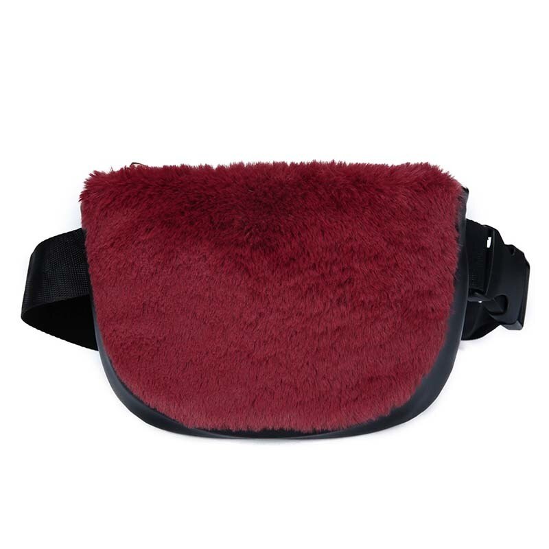 Plys kvinder talje taske kvindelige læder bælte tasker luksus fanny pack banan taske skulder crossbody brysttasker: Vinrød talje taske