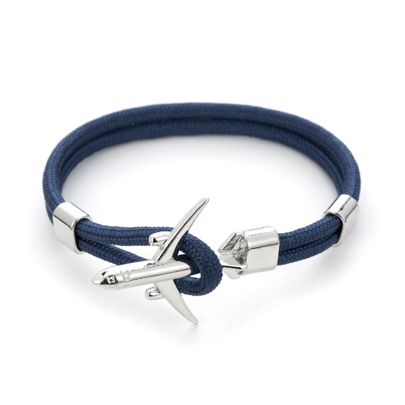 20 farben Silber Anker Armbänder Männer Frauen Charme Seil Kette Paar Armband Metall Flugzeug Leder Haken Homme Schmuck: FS-10