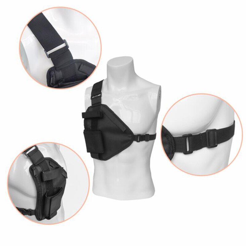 Sac De Poitrine Pour Talkie-Walkie Tyenaza - Multi-Poches Réglable Unisexe Noir - Tissu Oxford 600D