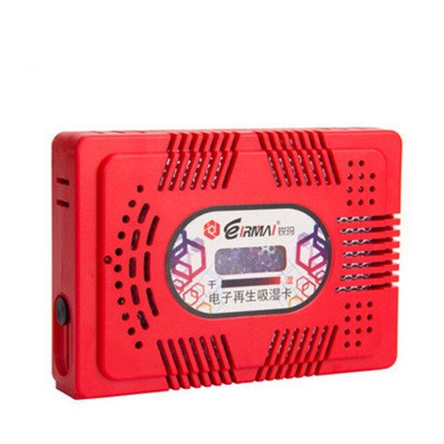 Electronic Regeneration Hygroscopic Card Agent Drying Electronic Dehumidifier Humidity Moisture Absorb Box For DSLR SLR Camera: Red