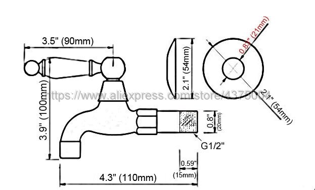 Gepolijst Gold Brass wand Mop Zwembad Sink Tap voor Keuken Badkamer Tuin Enkel Handvat Koud Water Kraan Nav146
