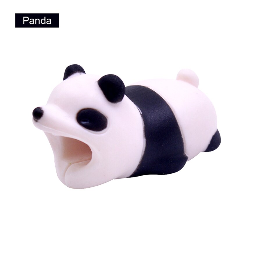 CHIPAL Cute Bites Animal Cable Protector for iPhone USB Charger Cable Organizer Cartoon Wire Winder Bite Chompers Phone Holder: Panda