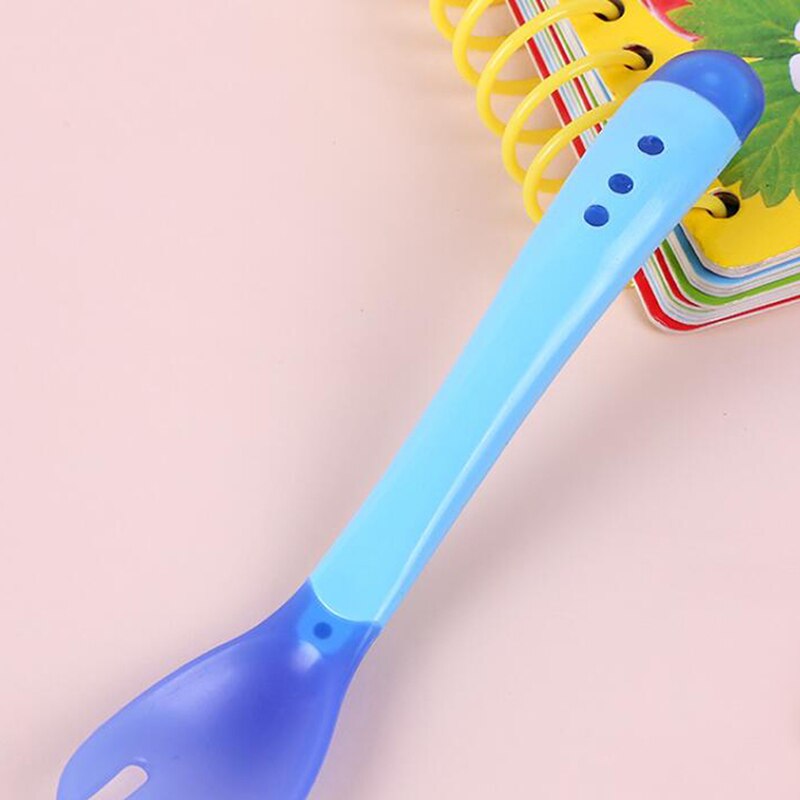 Temperature Sensing Spoon for Baby Safety Infant Feeding Spoons Fork Kids Children Boy Girl Toddler Flatware: blue fork