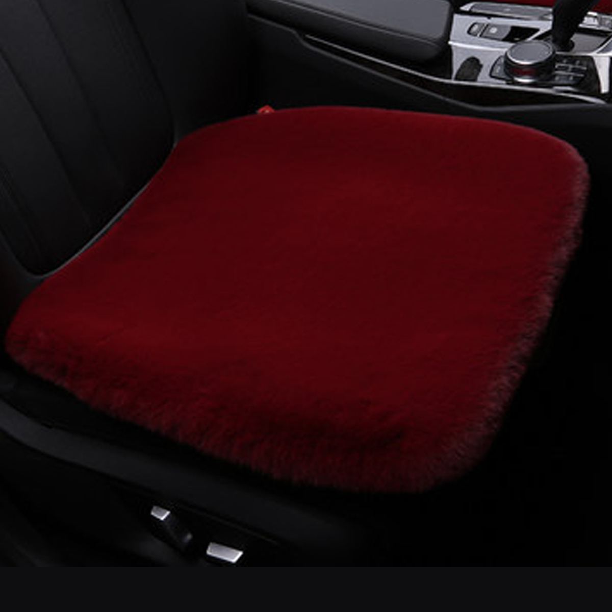 Fausse fourrure universelle couverture avant de voiture housse de siège arrière coussin tapis Automobiles housses de siège accessoires intérieurs pour hiver plus: Front Wine Red