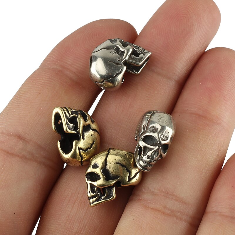 punk fajny czaszka nóż mosiężny koraliki linka robić parasola koralik na zewnątrz miedziane kwiatowe ziarna czaszki Paracord koraliki