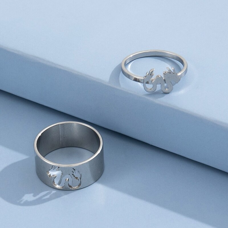 Anillos de acero inoxidable para mujeres, hombres y parejas, a juego, mejores amigas, conjunto de anillos de promesa a la , joyería para el pulgar para chicas adolescentes