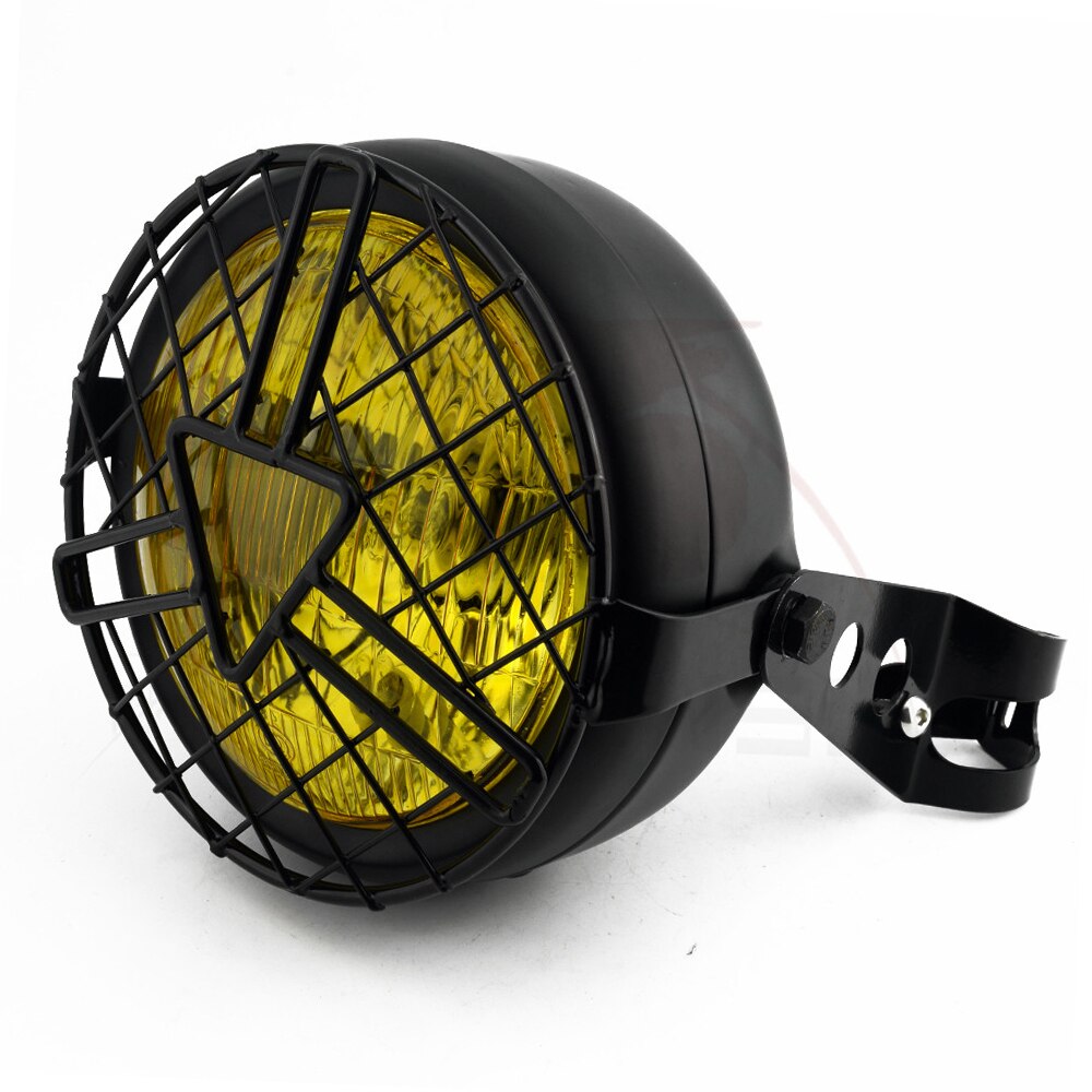 6.5 Inch Retro Motorcycle Headlight Grill Side Mount Cover with Bracket Motorcycle Side Mount Headlight Cover 35-43mm: Arrow White Set