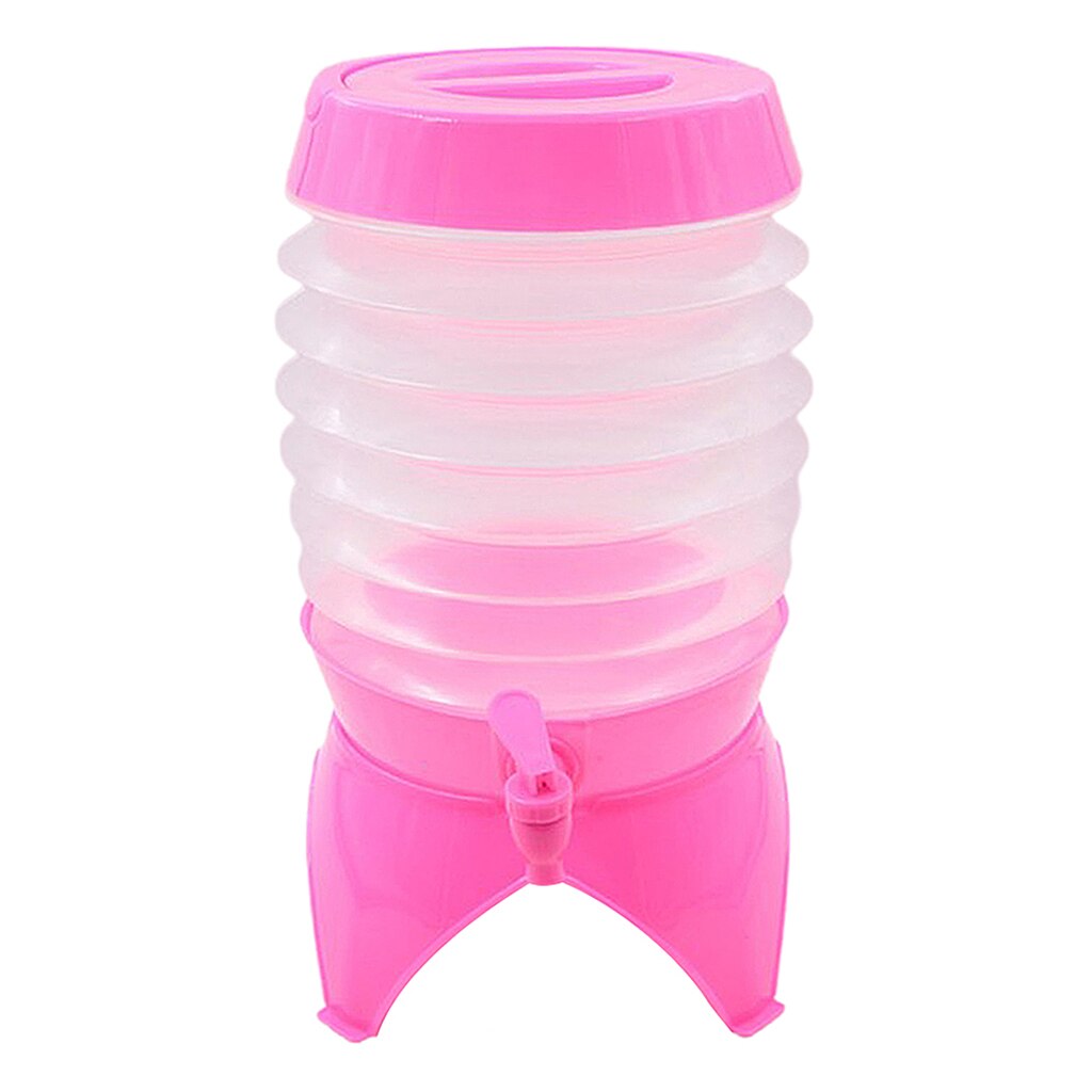 Hopfällbar vattenbehållare 5.5l utomhus camping vandring vatten hink fiske resebärare dricksvatten förvaring kran hink: Rosa