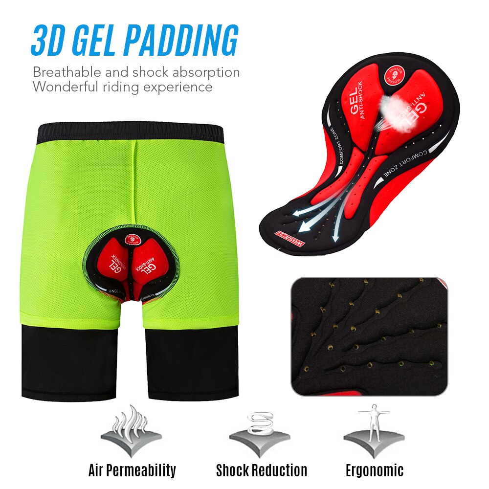 Mannen Fiets Korte Met 3D Gel Padding En Mesh Voering Ademend Snel Droog Loose-Fit Fiets Shorts Fietsen Running zomer Shorts