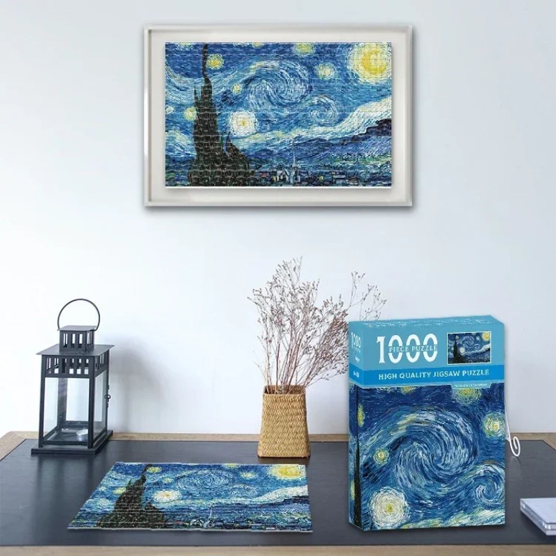 Mini-puzzle, 1000 -teilig, für erwachsene, van gogh, die sternennacht, papier-weihnachtsspielzeug