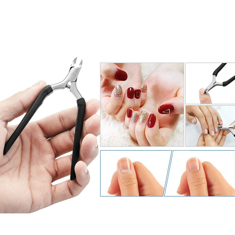 Stainless Steel Cuticle Nipper Cutter Nail Nail Tools Cuticle Remover 1Pcs Silicone Handle Cuticle Nippers For Manicure Pro