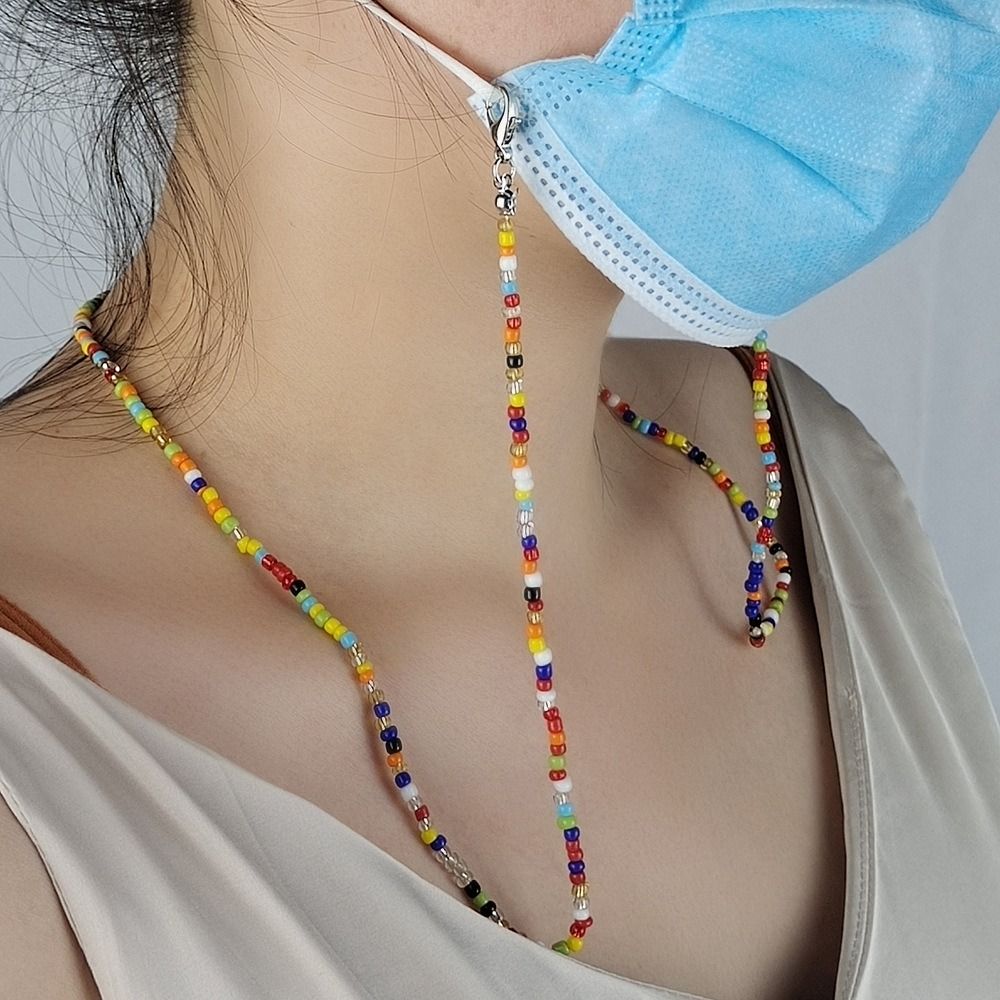 Correa de mascarilla de colores bohemios para mujer, cadena con cuentas para gafas, cordón antideslizante para máscara facial, cadena para el cuello para gafas de sol