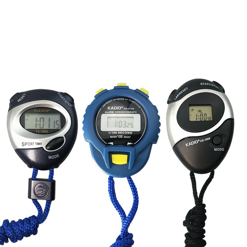 LCD Chronograph Sports Timer Stop Watch With 1/100th Second Accuracy Multi-Function Digital Handheld