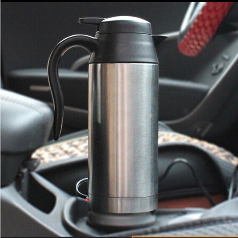 12V 750ML Car Based Stainless Steel Heating Cup Heated Car Kettle Travel Trip Camping Coffee Tea Heated Water Motor Mug Cup