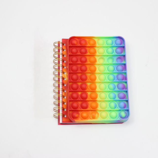 Pop Its Notebook Bubble Fidget Push Up Finger Silicone Cover Notepad Student Decompression Stationery Supplies For Kids: a