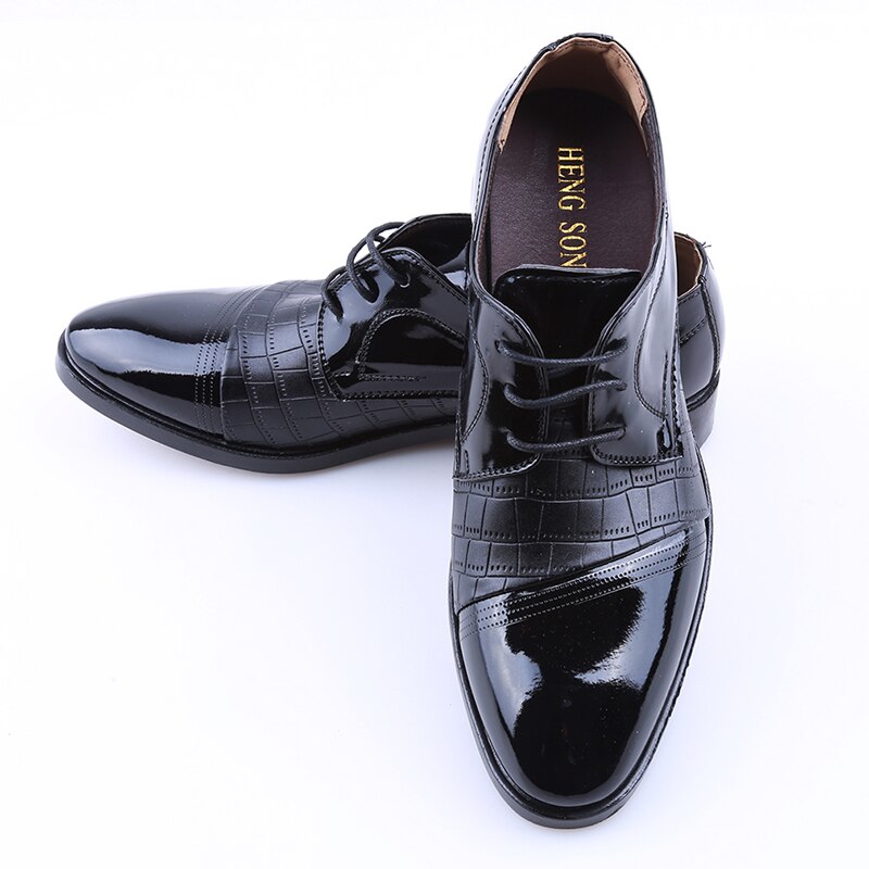 GAOKE Mens Dress Shoes Pointed Toe Business Wedding Formal Derby Flats Shoes Zapatos Hombre Classic Gentleman Shoes