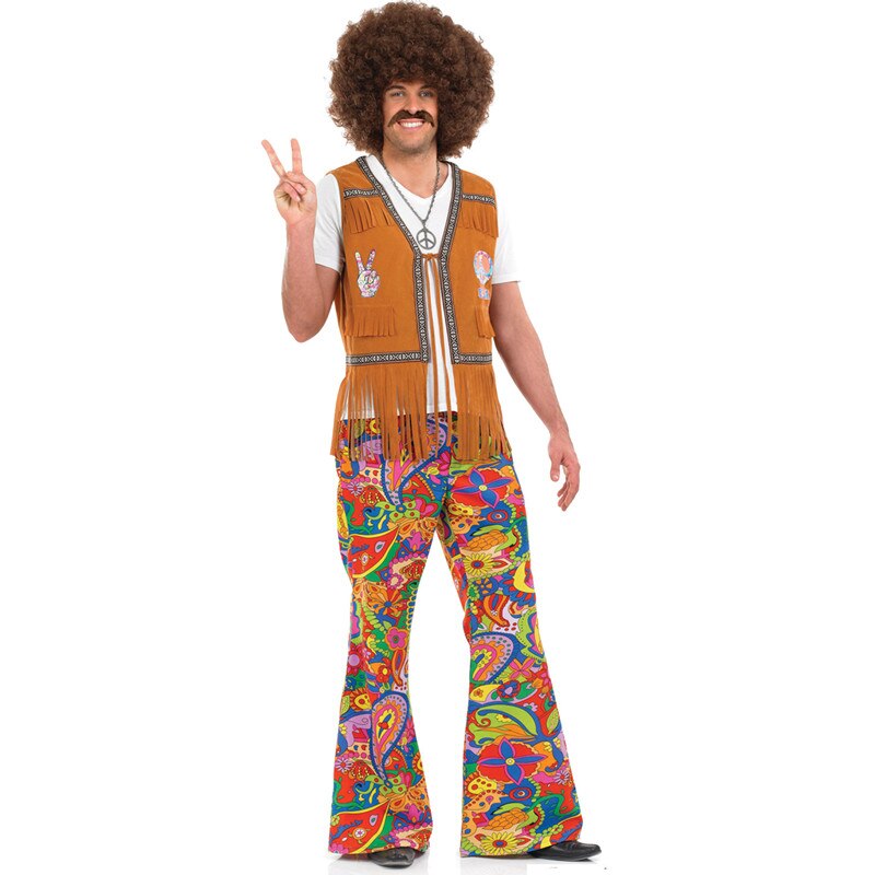 Mannen/Vrouwen 60S/70S Retro Hippie Groovy Dansen Groovy Hippy Disco Fancy Dress Up Kostuum Bellbottoms masquerade Party Kostuums: Men / M