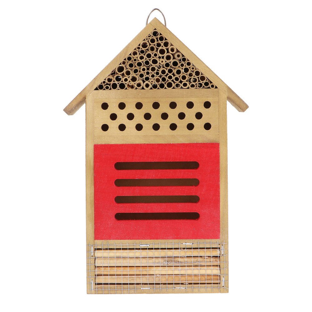 Bee House Attracts Peaceful Bee Pollinator Wooden Insect Hotel for Native Bee