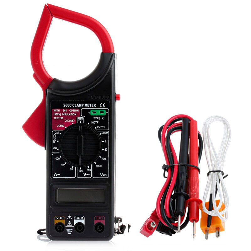 DT266C Digital Clamp Meter Multimeter Ohmmeter with Temperature Measurement