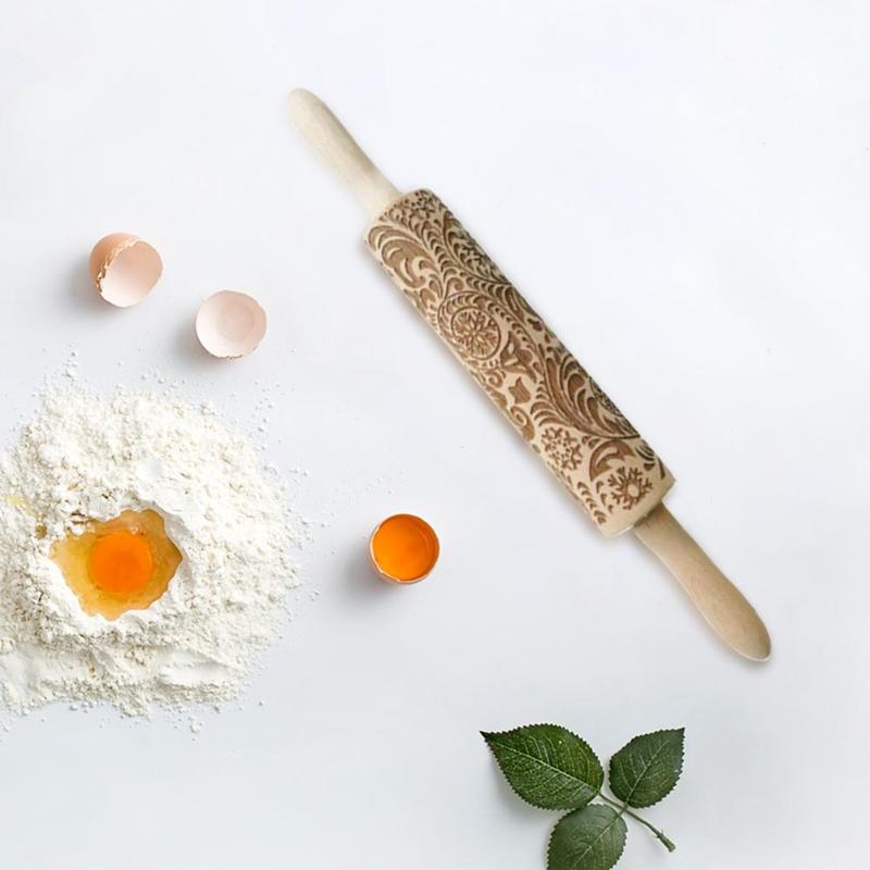 Kerst Embossing Rolling Pin Koekjes Bakken Noodle Biscuit Fondant Taart Deeg Gegraveerde Roller Rendier Sneeuwvlok Keuken Tool