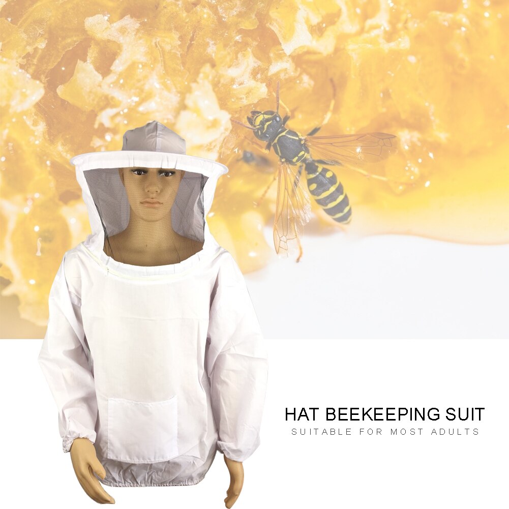 Zipper Beekeeping Jacket Beekeeper Equipment Pro Protective Clothing Suit Beekeeping Supplies with Detachable Veil Cap