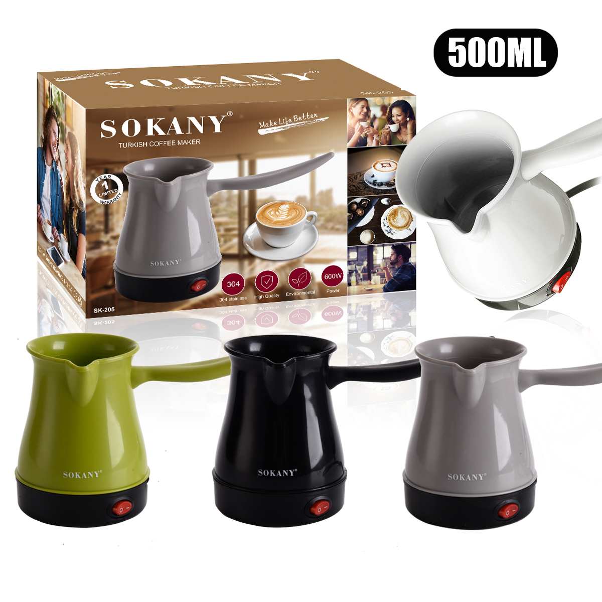 Coffee Maker Portable Electric Mini Turkey Coffee Pot Fast Heat Resistant Coffee Machine 350ml Boiled Milk Coffee Kettle