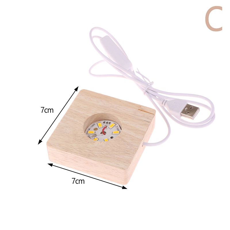 5/6/7/8/9/10cm led-lampe i heltre, firkantet nattlys, usb-lampeholder, gjør-det-selv-lysholder, skrivebordspynt, dekorativ lampefot: Blå