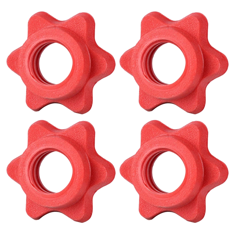 Collier de Spinlock d'haltère, écrou hexagonal de barre d'haltère, vis de collier de verrouillage de rotation antidérapante pour levage de poids barres d'haltère T4MF: Red