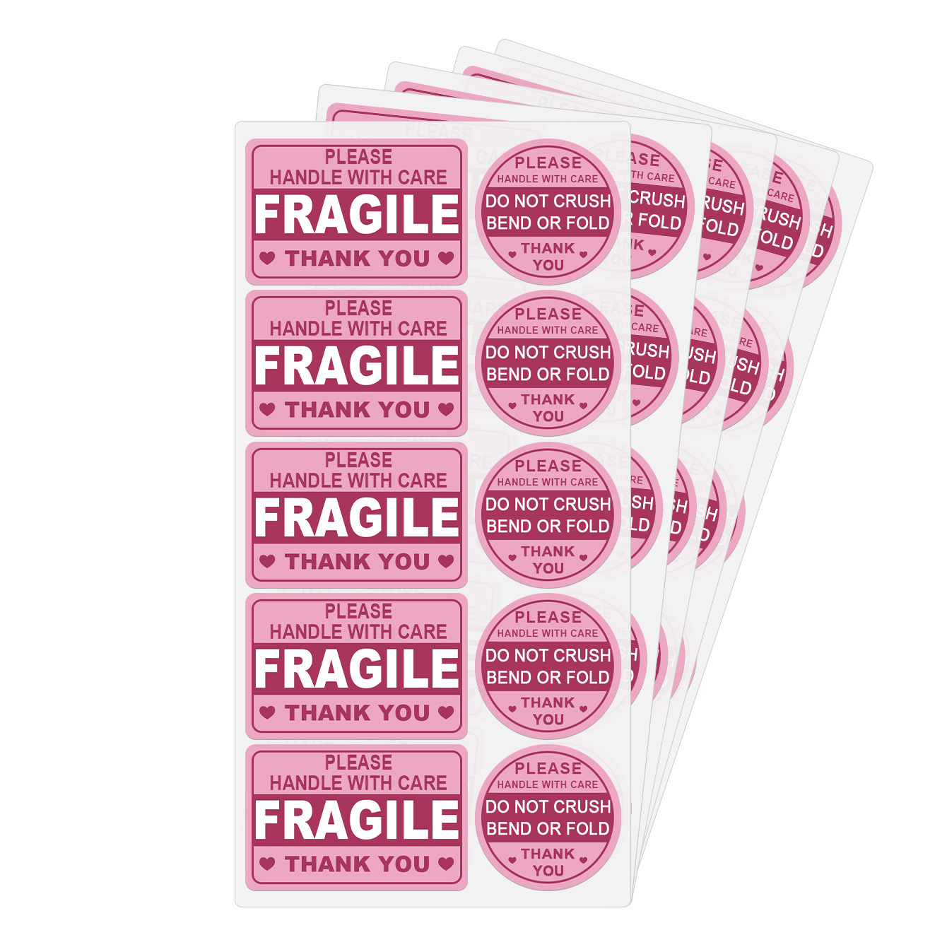 100 Stuks Roze Kwetsbare Item Waarschuwingslabel, Zelfklevende Kwetsbare Goederen Gebruik Precautions Sticker Voor Kartonnen Envelop Doos: Default Title