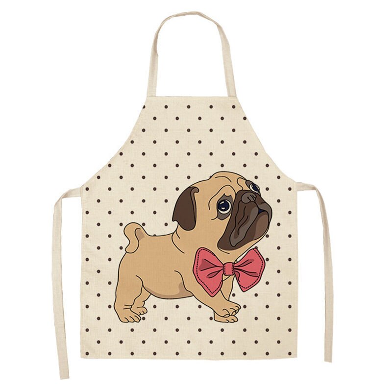 Bulldog Teckel Gedrukt Keuken Schort Voor Vrouw Mouwloos Katoenen Linnen Bib 53*65Cm Thuis Koken Bakken Schoonmaken Tool WQ0037: 2WQ-WQ0037-4