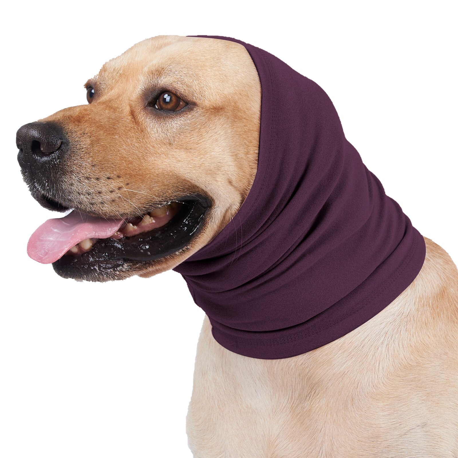 Pet Headgear Dog Cat Grooming Earmuffs Noise Reduction Earmuffs Multifunction Pet Ear Cover Winter Windproof Scarf Dogs Supplies: Purple / L