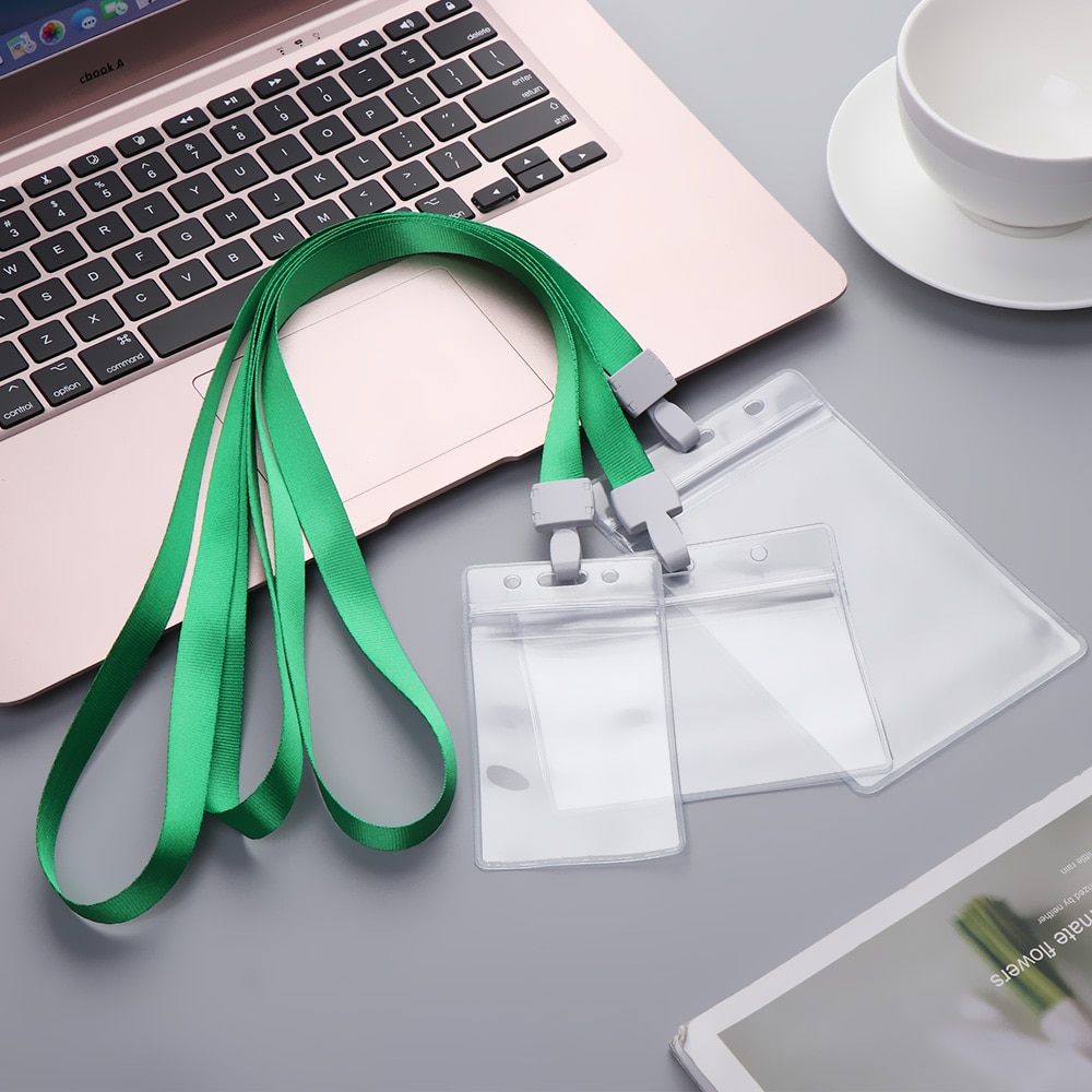 soporte de tarjeta de identificación de 2 lados Horizontal Vertical claro cubierta de tarjeta de trabajo de plástico suave impermeable funda, soporte
