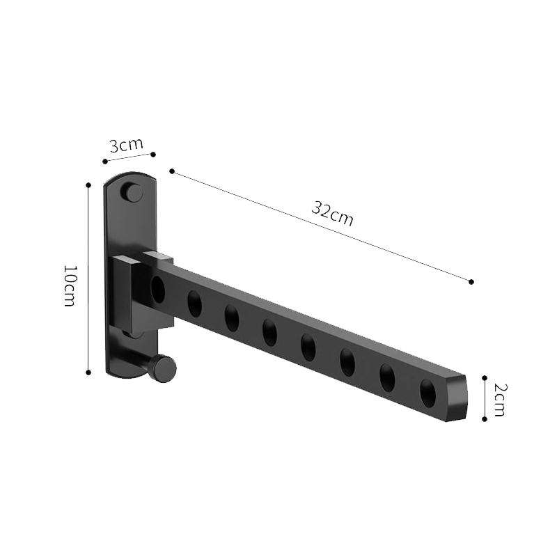 Colgador de ropa plegable, Perchero de secado montado en la pared, perchero móvil para balcón, armario, organización del ahorro de espacio para el hogar: Black 8 holes