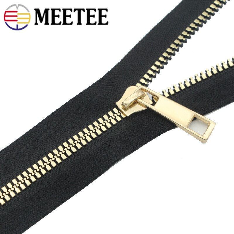 4/8Meters Meetee NO.5# Open-end Resin Zipper for Sewing Bag Zips Repair Jackets Coat Down Zippers DIY Garment Accessories: lightgold / 8m and 10p zipslider