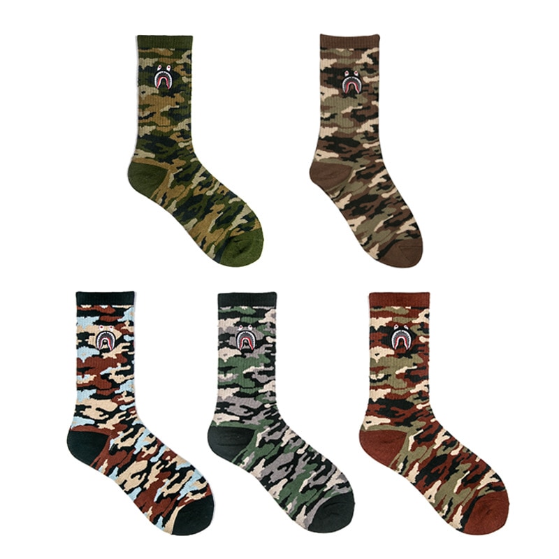 Men Brand Street Socks Camouflage Women Hiphop Korea Skateboard Sokken Cotton Elasticity Sporty Wear Outside Long Socks