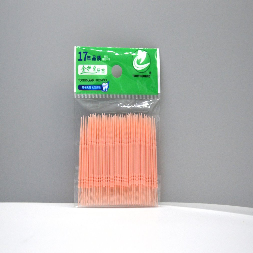 200PCS Disposable Double Head Plastic Tooth Floss Hygiene Dental Floss Interdental Toothpick Healthy for Teeth Cleaning freeship
