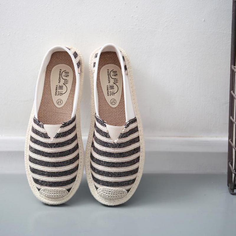 Women Stripe Fisherman Flat Shoes Spring Summer Ladies Canvas Casual Lightweight Breathable Espadrilles Loafers Lazy Shoes
